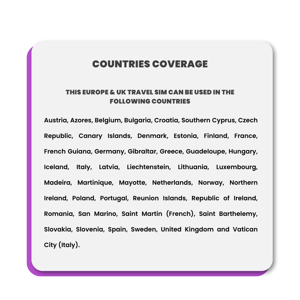 Data SIM for Europe & UK Travel (500GB)