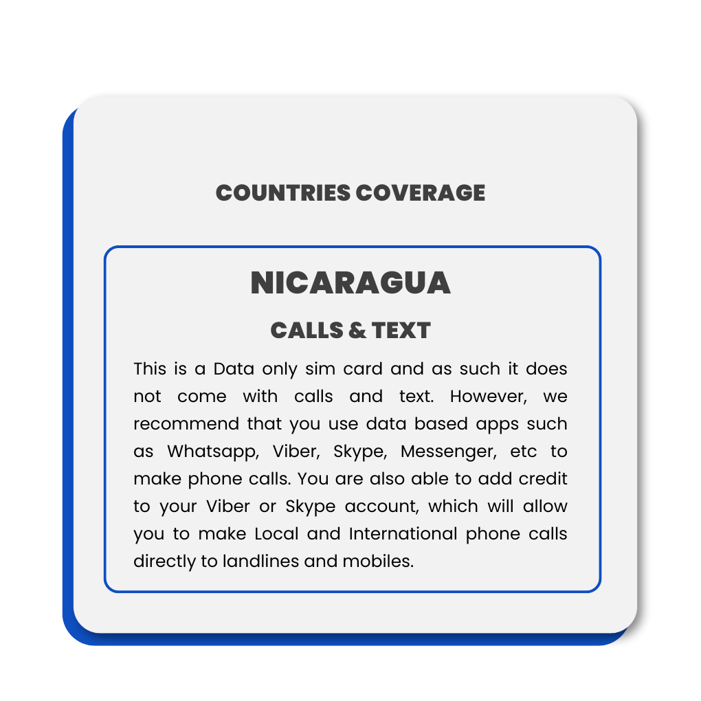 Nicaragua Data SIM Card(12GB)
