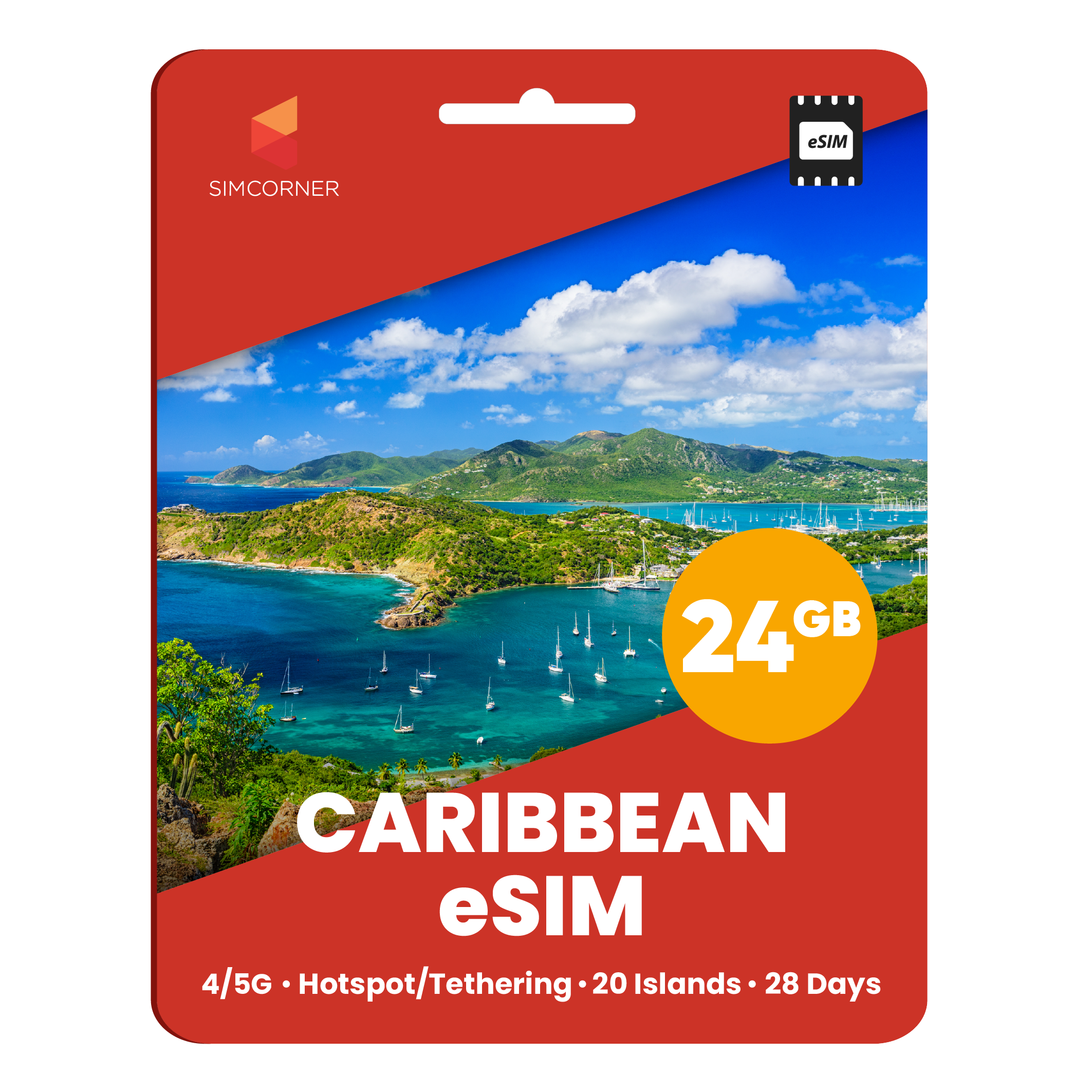 Prepaid Caribbean eSIM Card (24GB) | SimCorner