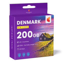 Denmark Travel Sim Card 200GB