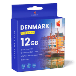 Denmark Travel Sim Card (12GB)