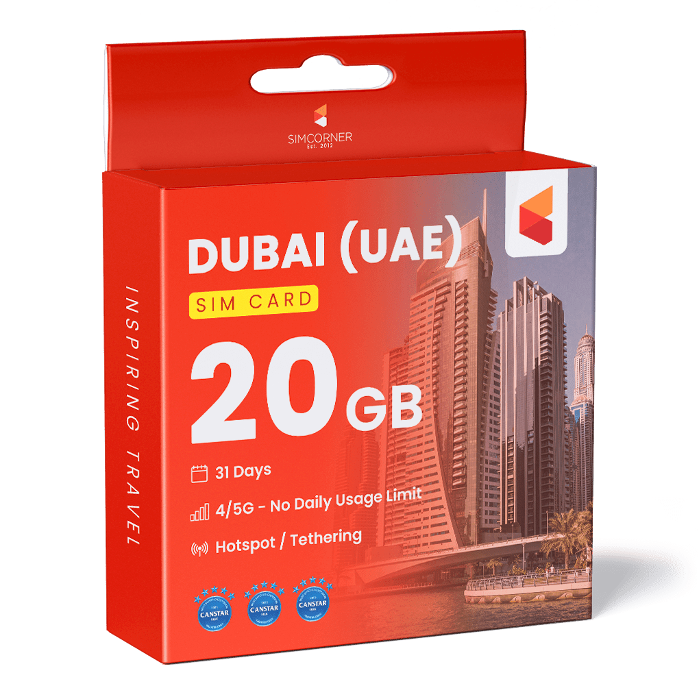 Dubai (UAE) Data SIM Card (31 Day - 20GB) - SimCorner