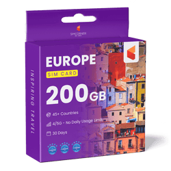 Data SIM for Europe & UK Travel (200GB)