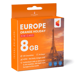 Europe Orange Holiday Sim (14 Days - 8GB)