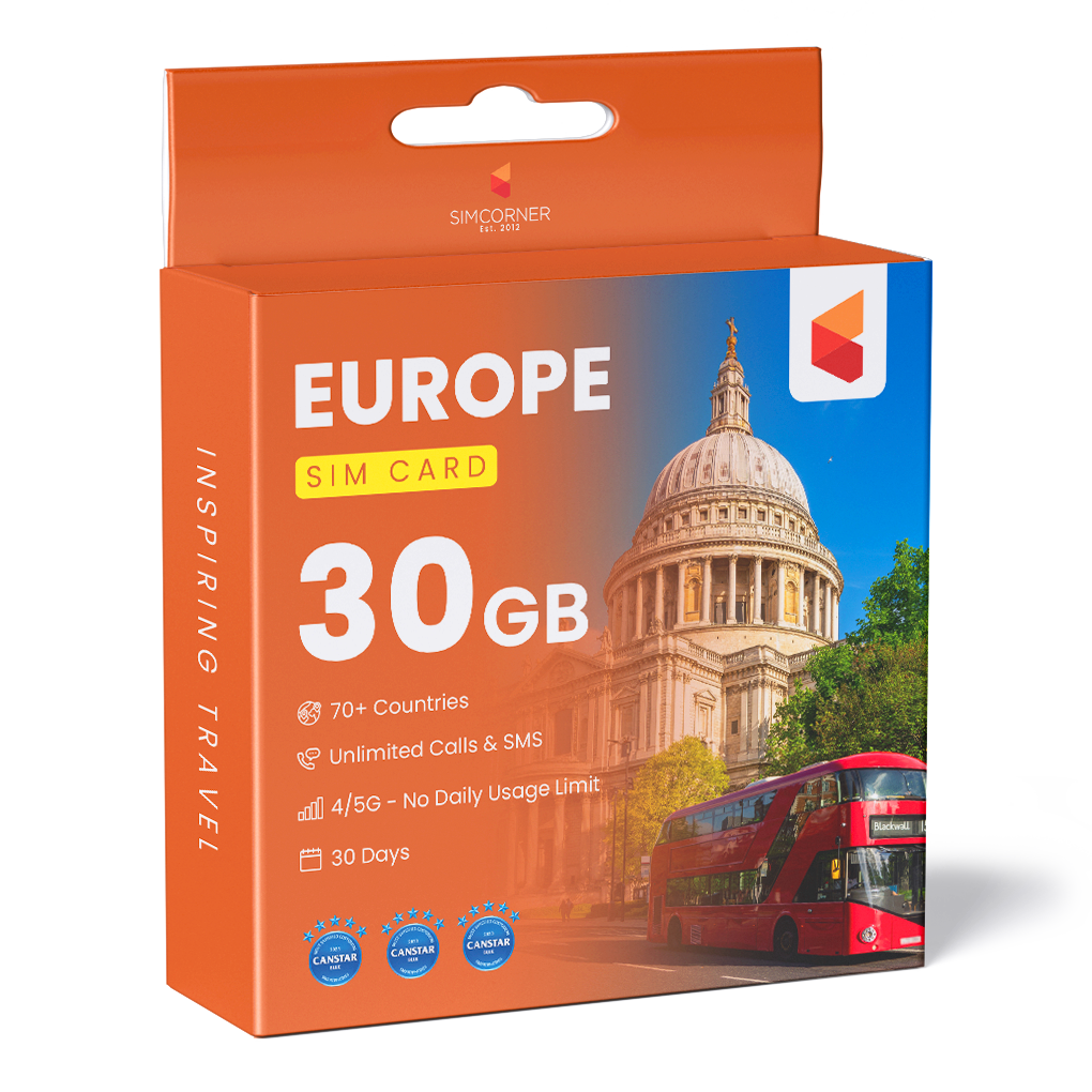 Europe SIM Card 30GB I 71 countries I 30 Days I SimCorner