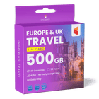Data SIM for Europe & UK Travel (500GB)
