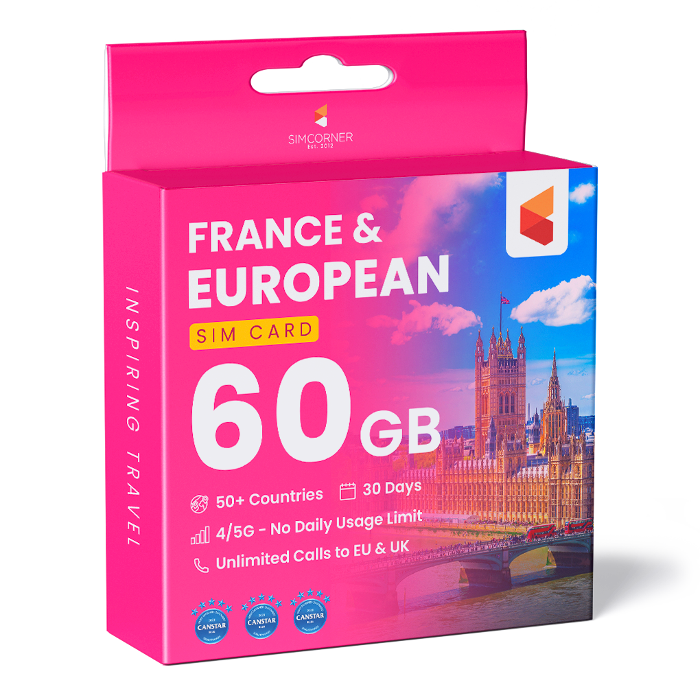 France & European Sim Card (60GB)