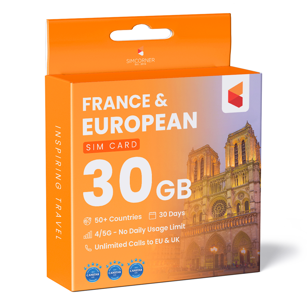 France & European Sim Card (30GB)