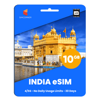 Thumbnail for India eSIM: 10GB - 30 Days
-SimCorner