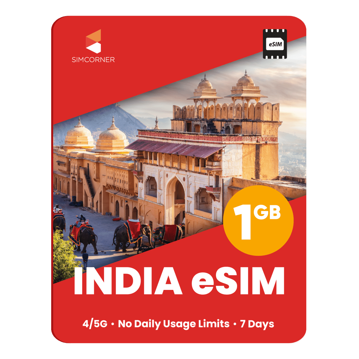 India eSIM: 1GB - 7 Days - SimCorner