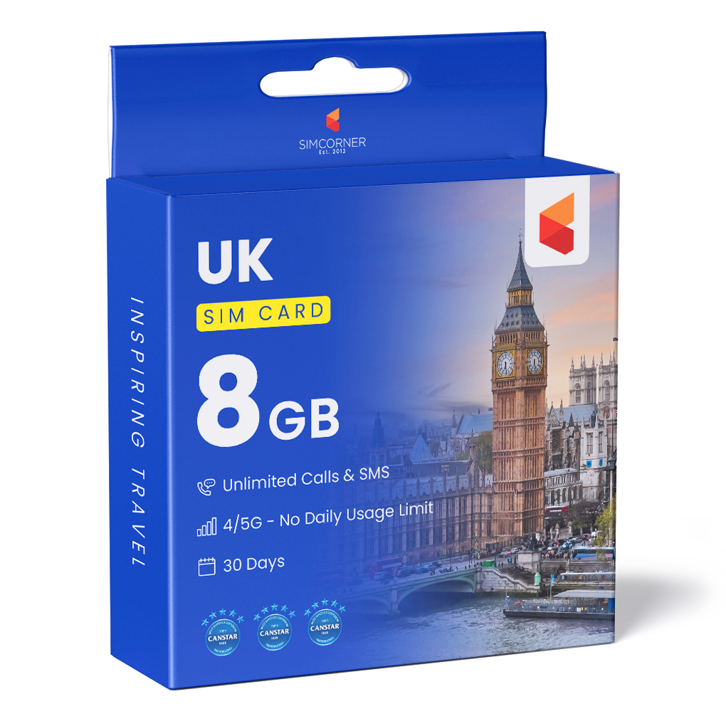 UK Travel Sim Card (O2 - 8GB) | SimCorner Australia