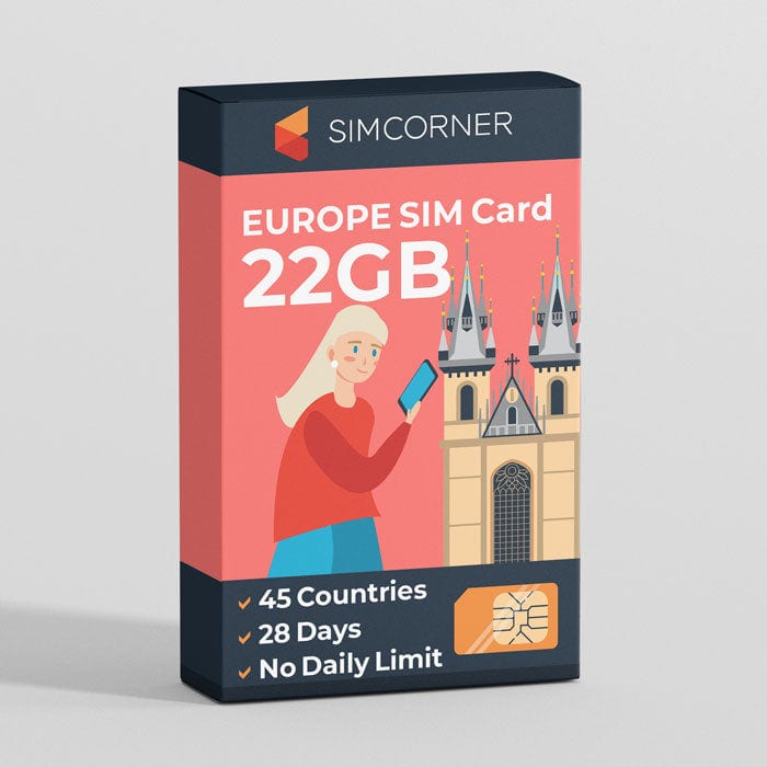 22GB Europe & UK Data SIM Card | SimCorner Australia