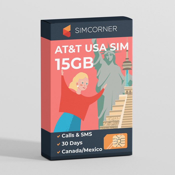 Tarjeta SIM prepaga para viajes de EE. UU., Canadá y México - AT&T