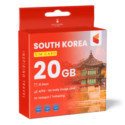 South Korea Data SIM Card (31 Day - 20GB)