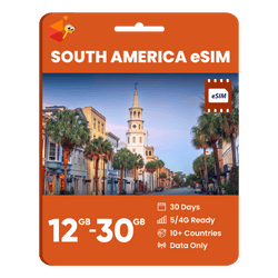 South America Data eSIM (12GB, 18GB or 30GB)