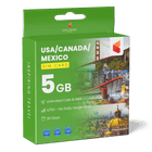 Sim Card for USA Canada Mexico (5GB)