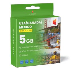 Sim Card for USA Canada Mexico (5GB)