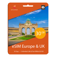 eSIM Europe & UK (12GB, 18GB or 30GB)