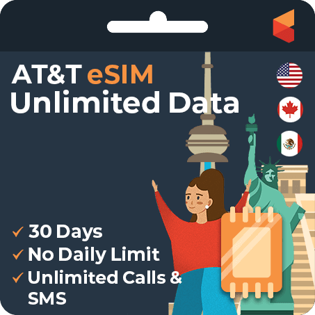 AT&T Unli Data eSIM (USA , Canada, Mexico)