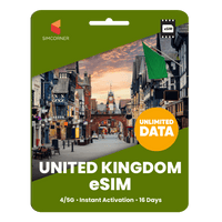 Thumbnail for [eSIM] United Kingdom Unlimited Data - SimCorner