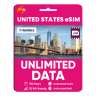 [eSIM] USA Travel SIM - Unlimited Data (T-Mobile)