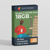 Europe SIM Card 18GB I 71 countries I 30 Days I SimCorner