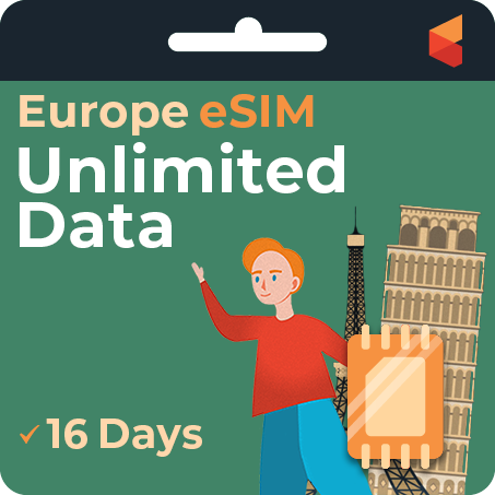 [eSIM] Europe Unlimited Data | 16 days | SimCorner
