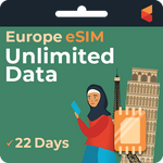 [eSIM] Europe Unlimited Data | 22 days | SimCorner