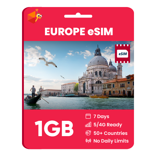 Europe eSIM: 1GB - 7 Days