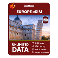 Thumbnail for [eSIM] Europe Unlimited Data | 5 - 90 Days | SimCorner