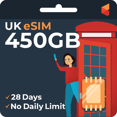 [eSIM] UK Data eSim Card (450GB)