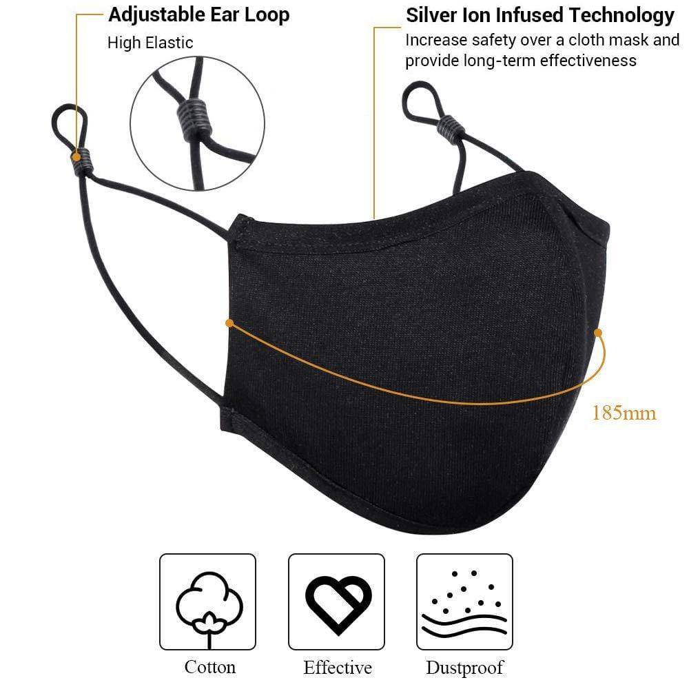 Protective Adult Cloth Face Mask - Black - SimCorner